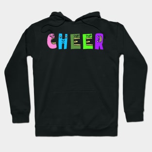 Cute Cheer Motivational Dancing Text Illustrated Letters, Blue, Green, Pink for all people, who enjoy Creativity and are on the way to change their life. Are you cheering for Change? To inspire yourself and make an Impact. Hoodie